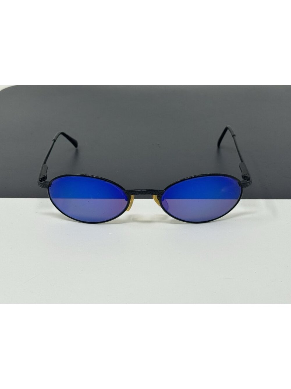 Vintage REVO PYTHON Black Metal Oval Mirror Sunglasses Scratches On Glass Lenses